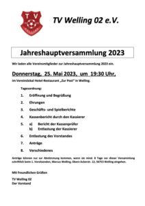 Read more about the article Einladung zur Jahreshauptversammlung 2023