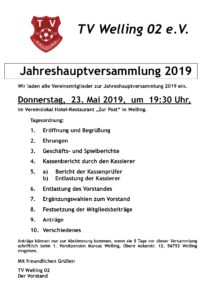 Read more about the article Jahreshauptversammlung 2019